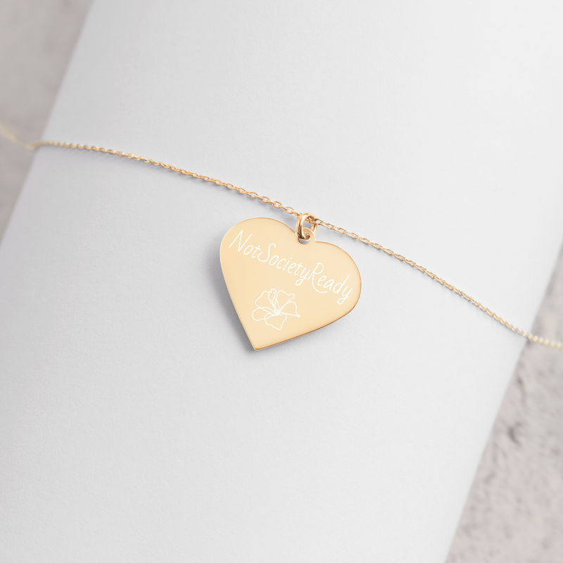 Not Society Ready Engraved Silver Heart Necklace