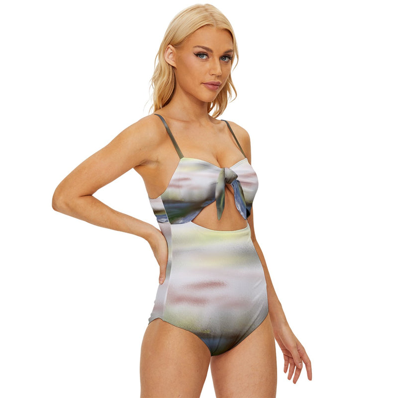 Minding mine Knot Front One-Piece Swimsuit