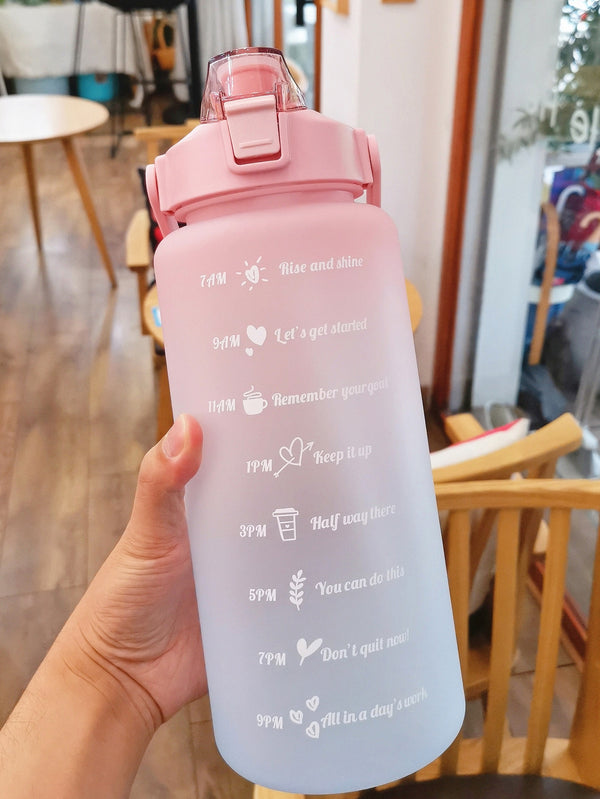 1pc 67 63oz 2L Large Capacity Gradient Color Plastic Straw Sports Fitness Water Cup Outdoor Portable Water Bottle Straw Cup