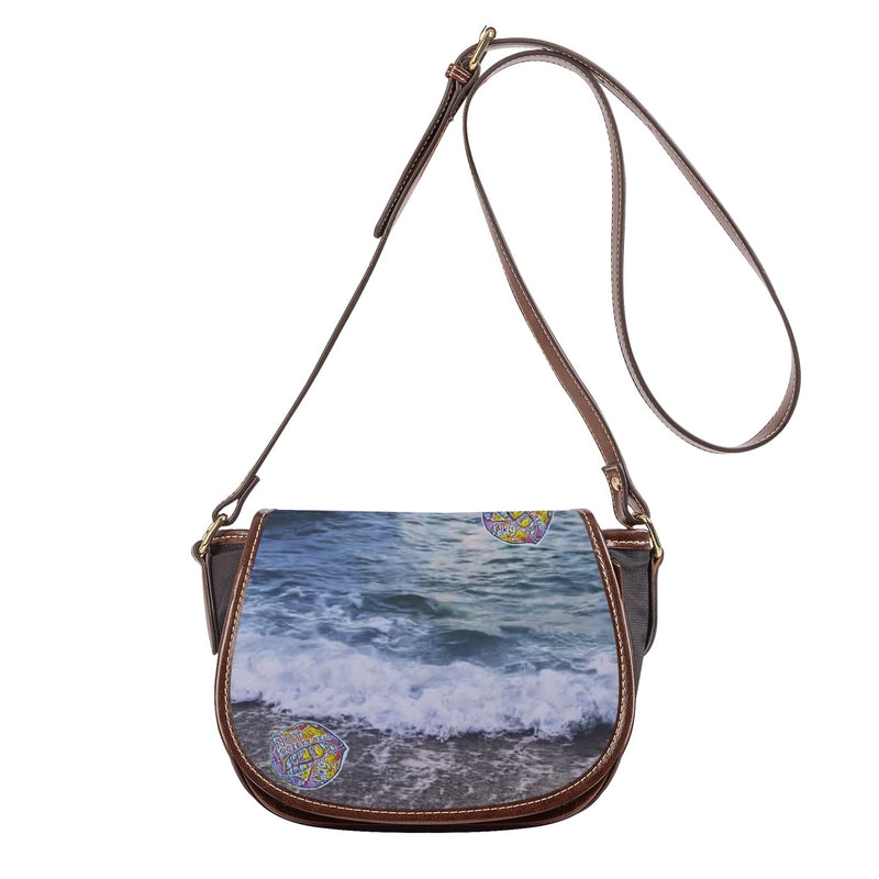 346. Beach in my bag  PU Leather Flap Saddle Bag