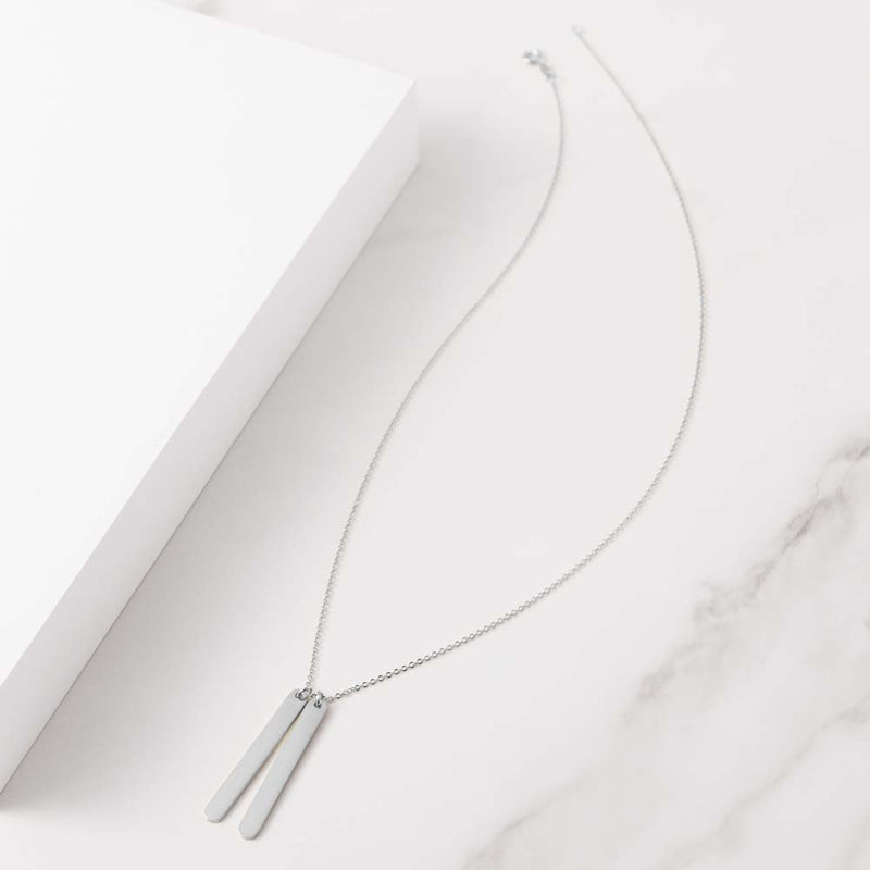 Engravable Vertical Double Bar Necklace