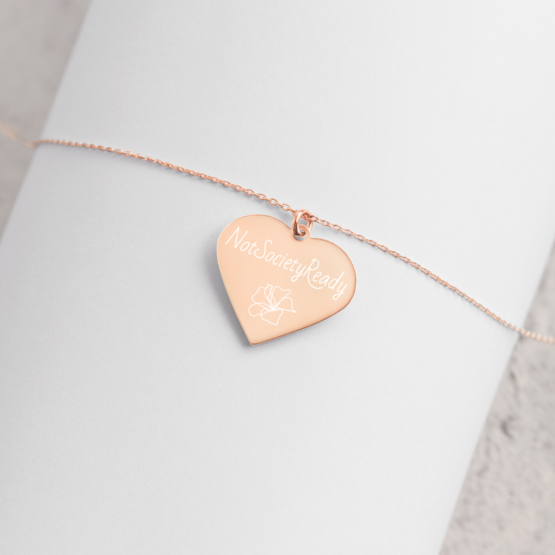 Not Society Ready Engraved Silver Heart Necklace